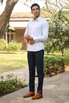 Buy_Raw & Rustic by Niti Bothra_Blue 100% Pure Supima Cotton With Natural Stretch Buttoned Hem Handcrafted Jeans 