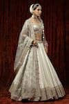 SHIKHAR SHARMA_Silver Lehenga Cotton Simmer Chanderi Embroidered Chandni And Dori Bridal Set _at_Aza_Fashions