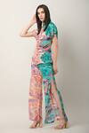 Buy_Limerick By Abirr N' Nanki_Multi Color Crepe Print Paisley Zyaire Flared Pant  _Online_at_Aza_Fashions