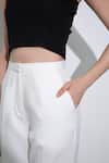 Pocketful Of Cherrie_White Crepe Plain Straight Trouser _Online_at_Aza_Fashions