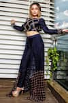 Buy_Masumi Mewawalla_Blue Raw Silk Boat Crop Top With Pant  _at_Aza_Fashions