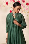 Buy_Marche_Emerald Green Cape  Chanderi Round Paneled And Pant Set 