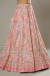 I Am Design_Pink Raw , Organza Floral Candy Floss Embroidered Bridal Lehenga Set _at_Aza_Fashions