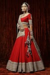 SHIKHAR SHARMA_Red Lehenga And Blouse Silk Chanderi Lal Gulab Bridal Set With Dupatta _at_Aza_Fashions