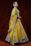 Shop_Shikhar Sharma_Yellow Silk, Chanderi, Net Crystals, Pearls, Embroidery Bridal Lehenga Set _Online_at_Aza_Fashions