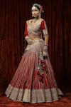 SHIKHAR SHARMA_Red Lehenga And Blouse Silk Chanderi Embroidered Gota Sweetheart Neck Bridal Set _at_Aza_Fashions