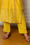 Buy_Tatwa_Yellow Handloom Cotton, Viscose, Silk Embroidery Round Resham Kurta And Pant Set 