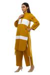 Shop Khat Yellow Mandarin Collar Mustard Panelled Dress Pant Set Online at Aza Fashions Shop_Khat_Yellow Mandarin Collar Mustard Panelled Dress Pant Set _Online_at_Aza_Fashions