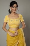 I Am Design_Yellow Raw , Organza Floral Mango Bite Candy Embroidered Saree Set _at_Aza_Fashions