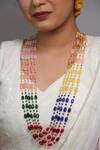 Shop_Ishhaara_Gold Plated Multi Color Layered Onyx Stone Necklace _at_Aza_Fashions