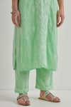 Buy_Priya Chaudhary_Green Cotton Embroidered Chikankari Notched Neck Kurta Set 