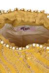 Miar Designs_Yellow Sequin Aadhya Silk Embroidered Potli Bag _at_Aza_Fashions