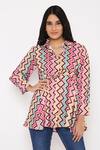Bha Sha Multi Color Modal, Satin Collared Galaxy Chevron Print Tunic Online at Aza Fashions Bha Sha_Multi Color Modal, Satin Collared Galaxy Chevron Print Tunic _Online_at_Aza_Fashions