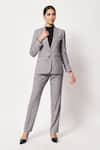 Buy_Soniya G_Grey Suiting Plain Notch Lapel Collar Blazer And Pant Set _Online_at_Aza_Fashions