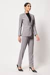 Shop_Soniya G_Grey Suiting Plain Notch Lapel Collar Blazer And Pant Set _Online_at_Aza_Fashions