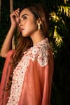 Buy_Pallavi Poddar_Pink Crepe And Embroidery Floral Udaipur Ombre Cape & Draped Pant Set _Online_at_Aza_Fashions