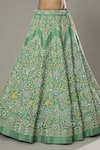 I Am Design_Green Raw , Organza Floral Apple Candy Embroidered Bridal Lehenga Set _at_Aza_Fashions