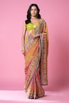 Buy_Siddhartha Bansal_Multi Color Pure Crepe Embroidered Print Saree With Sequin Work Blouse _Online_at_Aza_Fashions