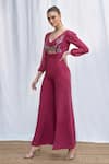 AMRTA by GUNEET KONDAL_Pink 100% Georgette And Lining 100% Shantoon Bodice Jumpsuit _Online_at_Aza_Fashions