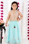 Buy_Bloomers by Amrita M_Blue Lehenga Net Patchwork Set  _at_Aza_Fashions