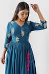 Buy_suruchi parakh_Blue Cotton Silk Embroidered Zardozi V Neck Angarkha_Online_at_Aza_Fashions