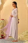 Buy_Seher Jaipur_Purple Kurta And Pant Muslin Silk & Dupatta Organza Lining Naira Floral Set _Online_at_Aza_Fashions