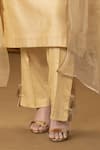 Shop_Ruh Clothing_Beige Kurta-chanderi Embroidered Chikankari Mandarin Collar Bani Kurta Set _Online_at_Aza_Fashions