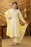 Buy_Ruh Clothing_Yellow Kurta-mulmul And Dupatta-chanderi Embroidered Chikankari Yasmeen Kurta Set _at_Aza_Fashions