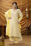 Ruh Clothing_Yellow Kurta-mulmul And Dupatta-chanderi Embroidered Chikankari Yasmeen Kurta Set _Online_at_Aza_Fashions