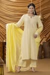 Buy_Ruh Clothing_Yellow Kurta-mulmul And Dupatta-chanderi Embroidered Chikankari Yasmeen Kurta Set _Online_at_Aza_Fashions