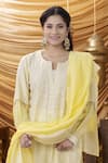 Shop_Ruh Clothing_Yellow Kurta-mulmul And Dupatta-chanderi Embroidered Chikankari Yasmeen Kurta Set _Online_at_Aza_Fashions