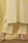 Ruh Clothing_Yellow Kurta-mulmul And Dupatta-chanderi Embroidered Chikankari Yasmeen Kurta Set _at_Aza_Fashions