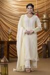 Buy_Ruh Clothing_Yellow Kurta-mulmul And Dupatta-chanderi Embroidered Chikankari Yasmin Kurta Set _at_Aza_Fashions