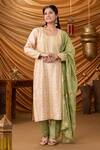 Buy_Ruh Clothing_Beige Chanderi Embroidered Chikankari Round Gorisha Kurta Set _Online_at_Aza_Fashions