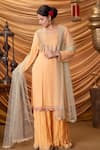 Ruh Clothing Orange Net, Georgette Mukaish Round Embroidered Sharara Set Online at Aza Fashions Ruh Clothing_Orange Net, Georgette Mukaish Round Embroidered Sharara Set _Online_at_Aza_Fashions