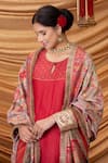 Shop_Ruh Clothing_Red Chanderi Dupatta Banarasi Handwoven Embroidered Sequins Roosie Kurta Set _Online_at_Aza_Fashions