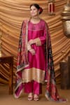 Buy_Ruh Clothing_Pink Chanderi Dupatta Banarasi Handwoven Embroidered Bipasha Kurta Set _at_Aza_Fashions