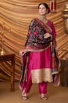 Ruh Clothing_Pink Chanderi Dupatta Banarasi Handwoven Embroidered Bipasha Kurta Set _Online_at_Aza_Fashions