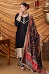 Buy_Ruh Clothing_Black Chanderi Dupatta Banarasi Handwoven Bipasha Kurta Set With Odhani _at_Aza_Fashions