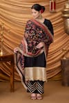 Ruh Clothing_Black Chanderi Dupatta Banarasi Handwoven Bipasha Kurta Set With Odhani _Online_at_Aza_Fashions