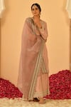 Seher Jaipur_Pink Muslin Silk Embroidered Thread And Mirror Work Round Kurta Sharara Set _Online_at_Aza_Fashions