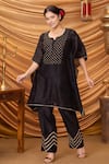 Buy_Ruh Clothing_Black Chanderi Embroidered Chikankari Notched Bemaal Kaftan And Pant Set _at_Aza_Fashions