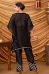 Shop_Ruh Clothing_Black Chanderi Embroidered Chikankari Notched Bemaal Kaftan And Pant Set _at_Aza_Fashions