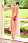 Shop_Seher Jaipur_Pink Muslin Silk Embroidered Thread And Mirror Work V Neck Kurta Set _at_Aza_Fashions