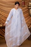 Ruh Clothing_Blue Kurta  Pant And Organza Dupatta Lolita Chikankari Set _Online_at_Aza_Fashions