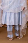 Ruh Clothing_Blue Kurta  Pant And Organza Dupatta Lolita Chikankari Set _at_Aza_Fashions