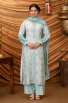 Buy_Ruh Clothing_Blue Mulmul Embroidered Chikankari V Neck Beenisha Kurta Set _at_Aza_Fashions