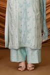 Ruh Clothing_Blue Mulmul Embroidered Chikankari V Neck Beenisha Kurta Set _at_Aza_Fashions