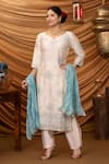 Buy_Ruh Clothing_White Chanderi Embroidered Chikankari V Neck Inaaya Kurta Set _at_Aza_Fashions