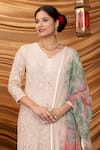 Ruh Clothing Ivory Chanderi, Mulmul Chikankari V Neck Ishanya Gulab Kurta Set Online at Aza Fashions Ruh Clothing_Ivory Chanderi, Mulmul Chikankari V Neck Ishanya Gulab Kurta Set _Online_at_Aza_Fashions